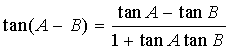 tan of difference of angles